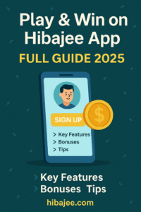 Hibajee app interface showing real-money games and rewards